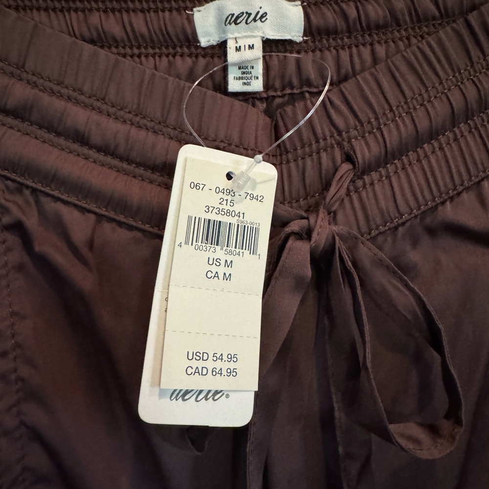 Aerie Chocolate Satin Joggers